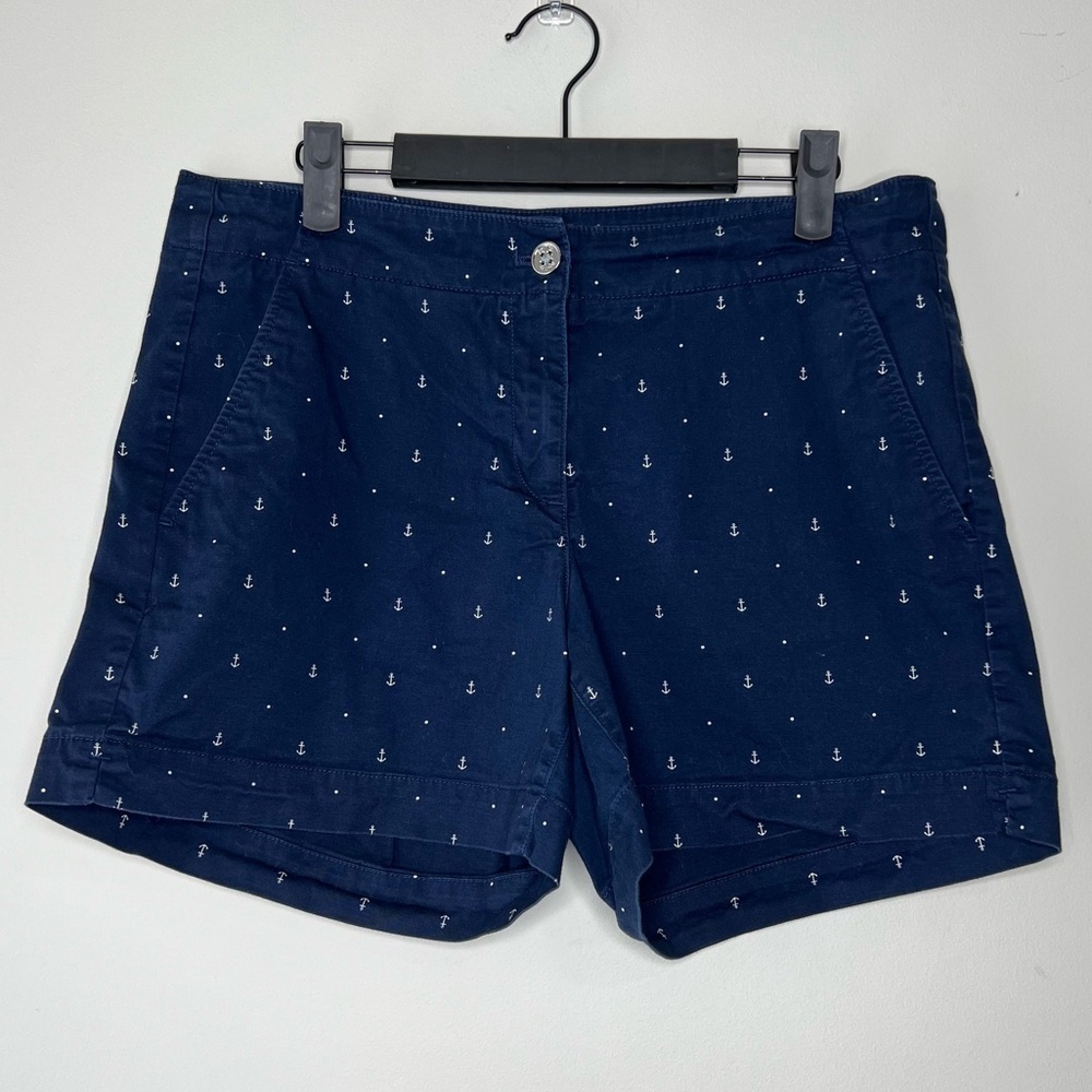 Nautica Navy Blue Anchor Print Cotton blend Shorts size 8 nautical